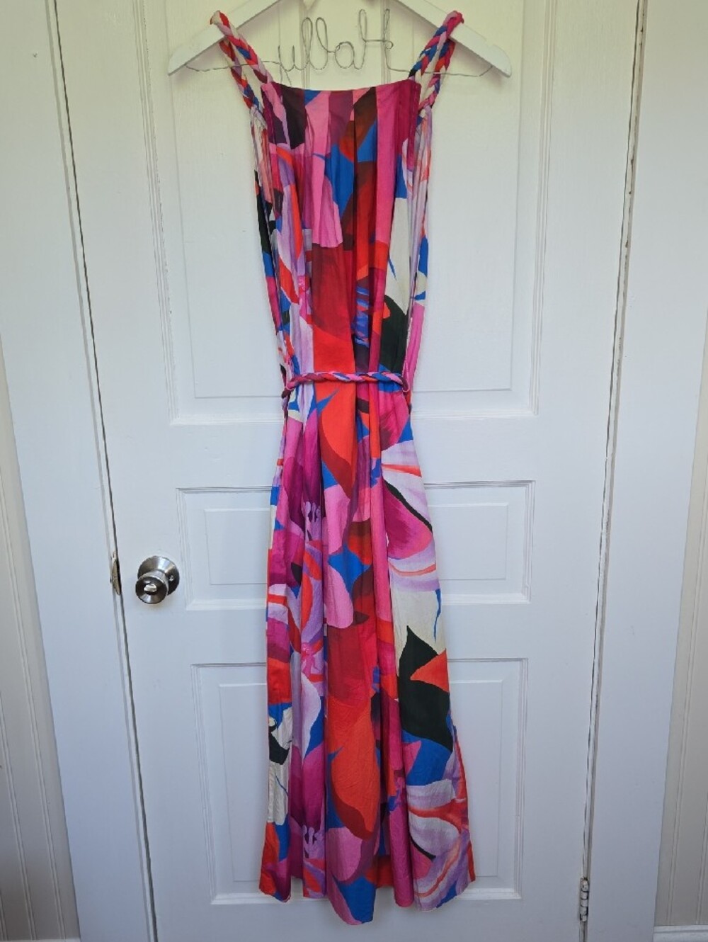 FARM Rio Color Festival Cover-Up Midi Dress Size S Braided Belt Resort Vacation - Picture 5 of 11